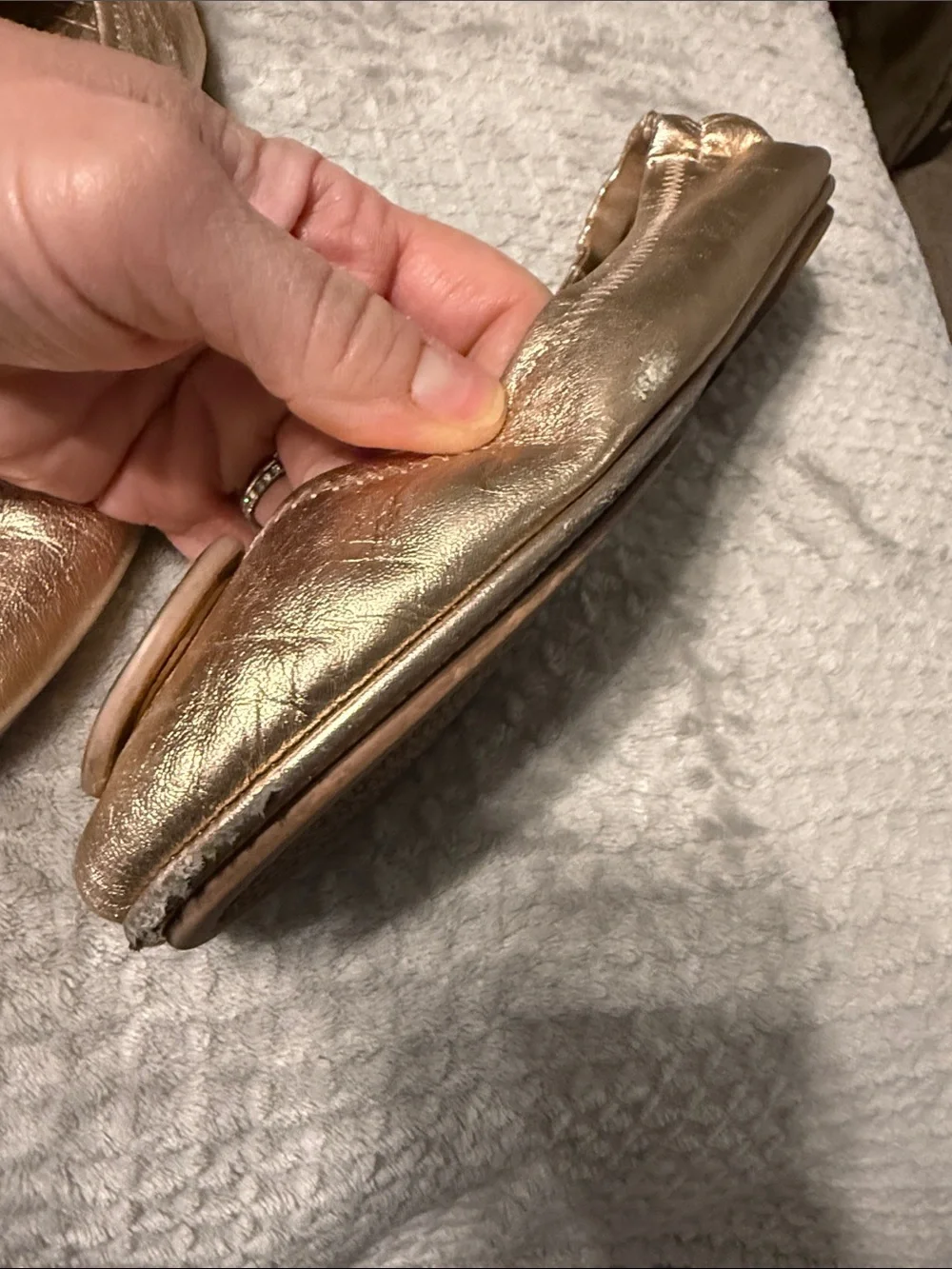 Tory Burch Rose Gold Logo Ballet Flats